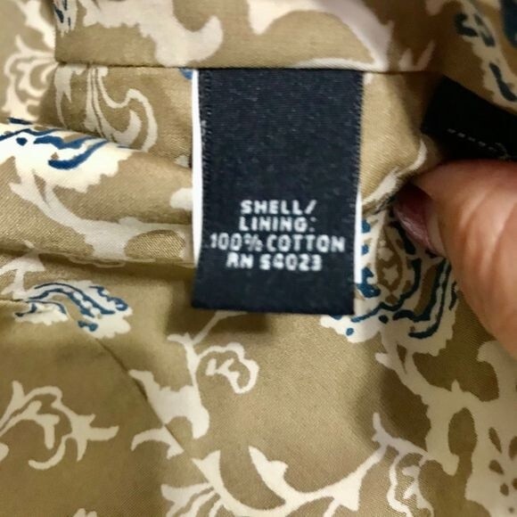 Banana Republic blazer khaki Tan floral print Ruffled V-neck jacket size S - Picture 7 of 7